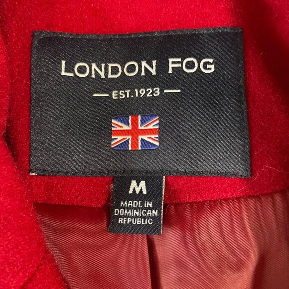 London Fog Red Wool Blend Peacoat Scarf Medium Women Winter Classic Trendy - Picture 3 of 12
